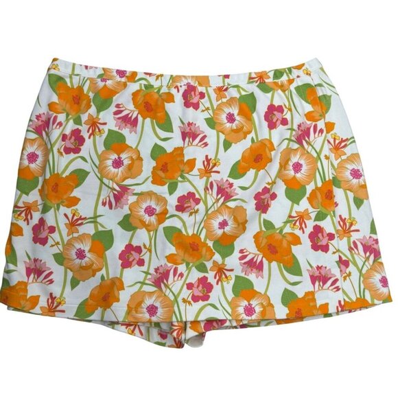 Lands' End Hawaiian Floral Skort Women's 3X Summer Beach Vacation Multicolor EUC - Picture 1 of 9